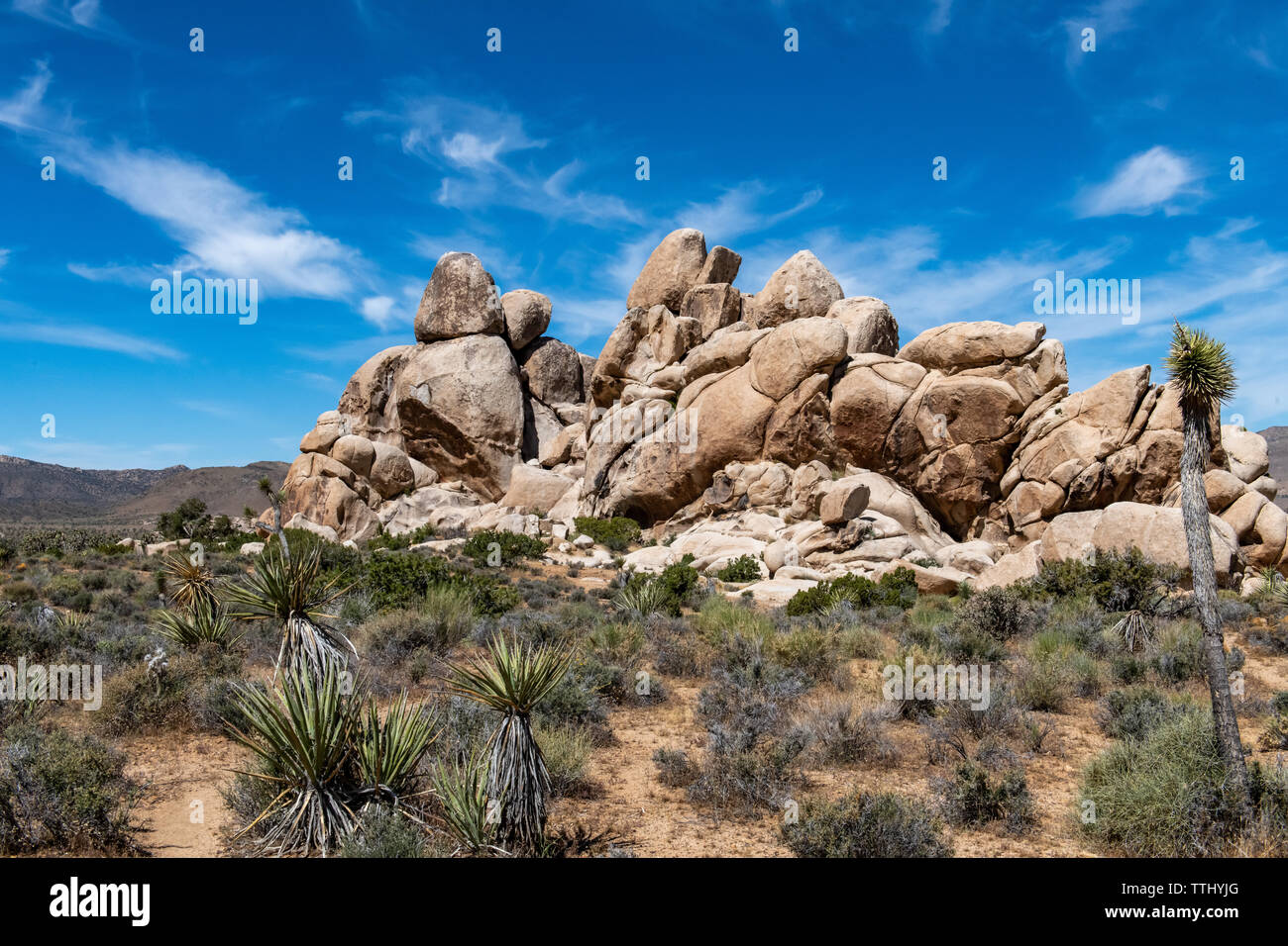 Hall di orrori formazione rocciosa a Joshua Tree National Park, nel sud della California, Stati Uniti d'America Foto Stock