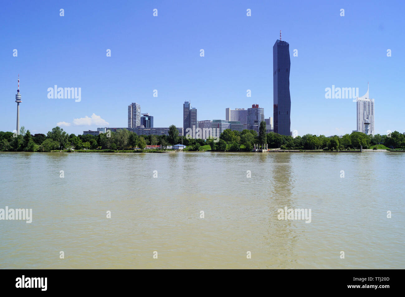 Lo Skyline del Danubio, Vienna, Austria Foto Stock