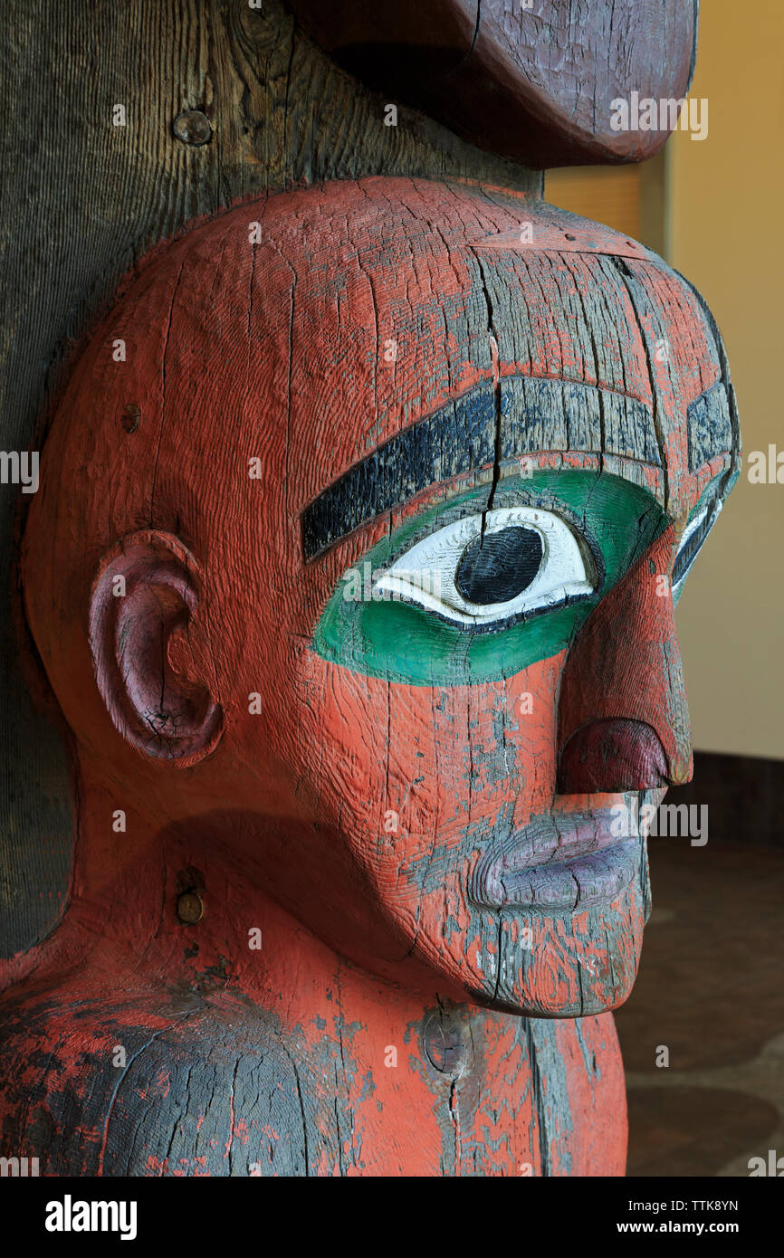 Il Totem Pole, Wrangel Museum, Alaska, STATI UNITI D'AMERICA Foto Stock