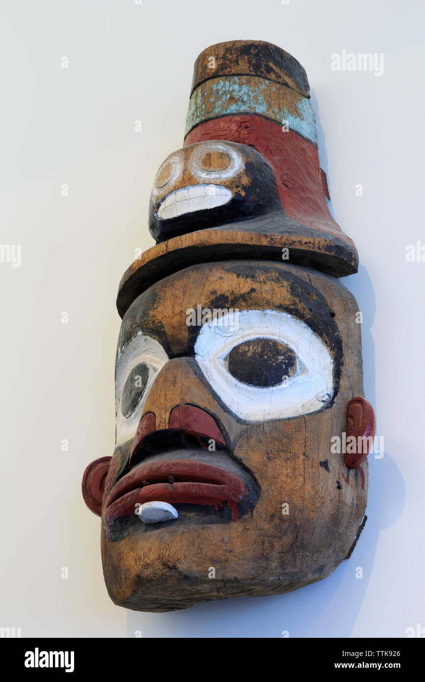 Il Totem Pole, Wrangel Museum, Alaska, STATI UNITI D'AMERICA Foto Stock