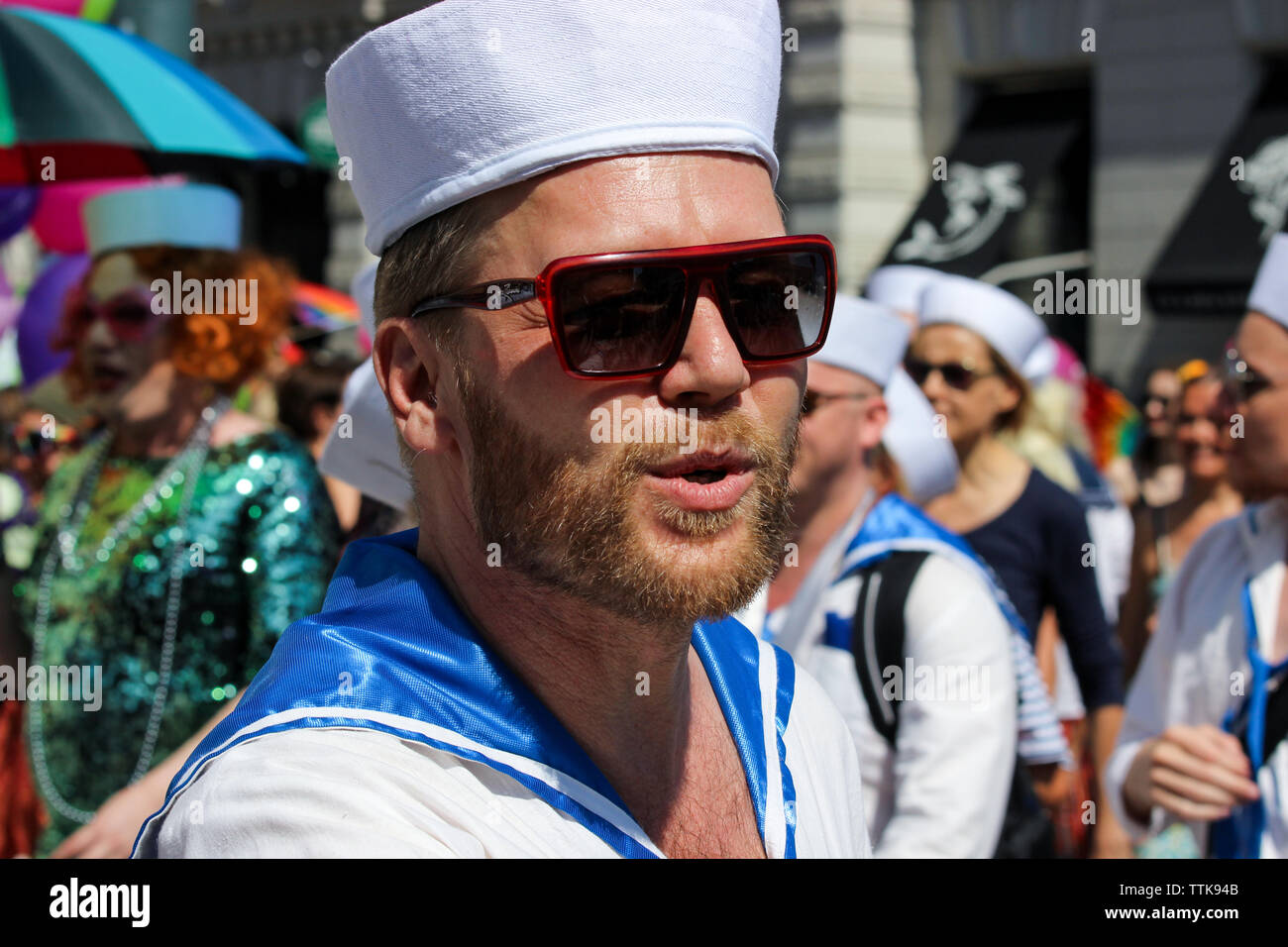 Helsinki Pride Parade 2016 a Helsinki in Finlandia Foto Stock