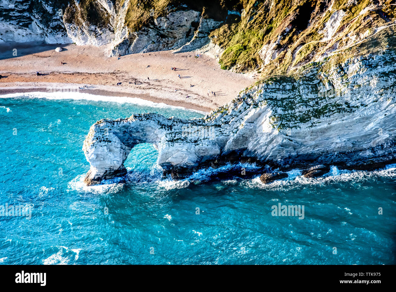 Porta di Durdle, Dorset. Ariel shot dal lato mare Foto Stock