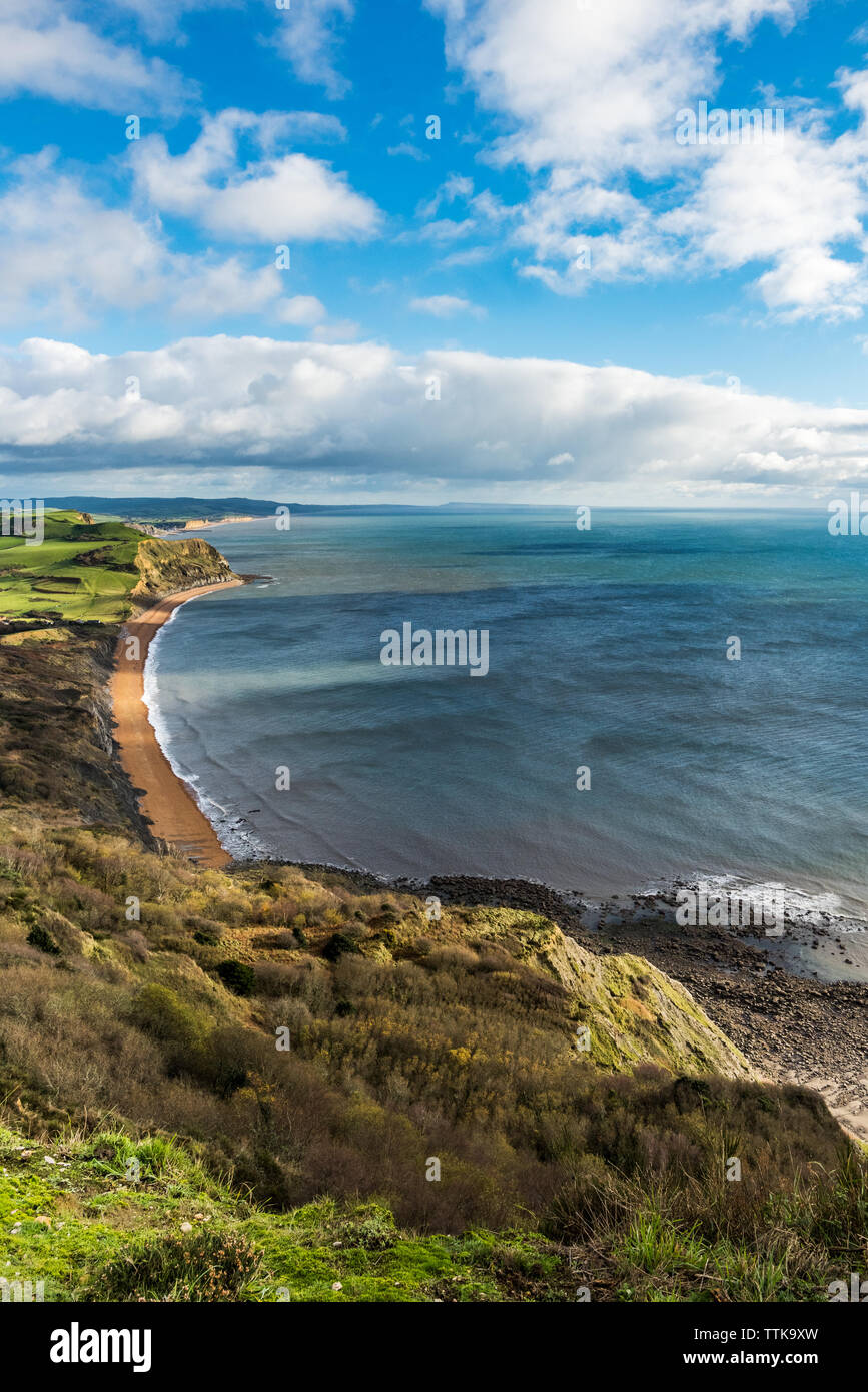 Vista da est Golden Cap Dorset Foto Stock