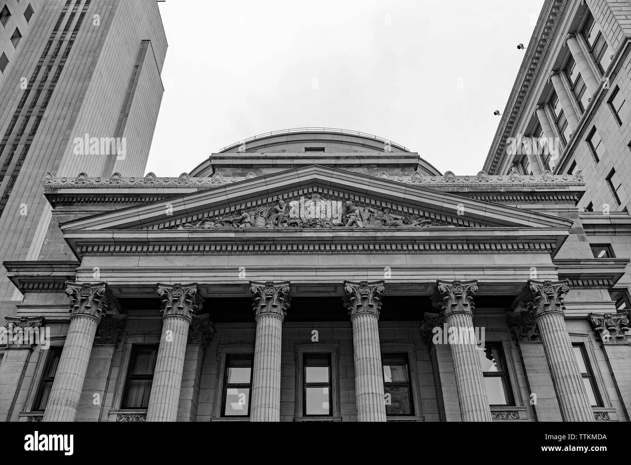 Fregio in old Bank of Montreal building-Old Montreal Foto Stock