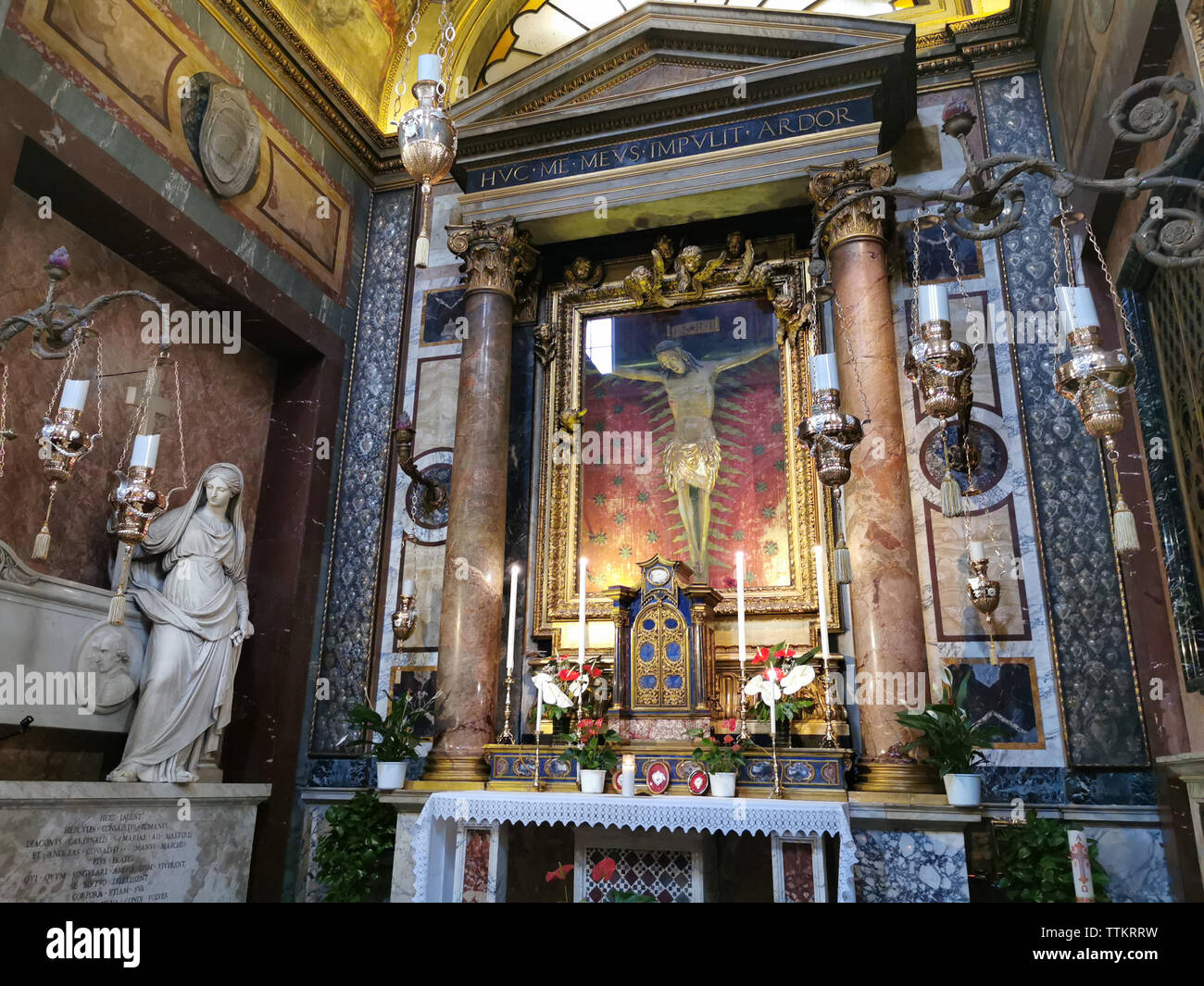 Il crocifisso miracoloso di San Marcello al Corso in Roma Foto Stock