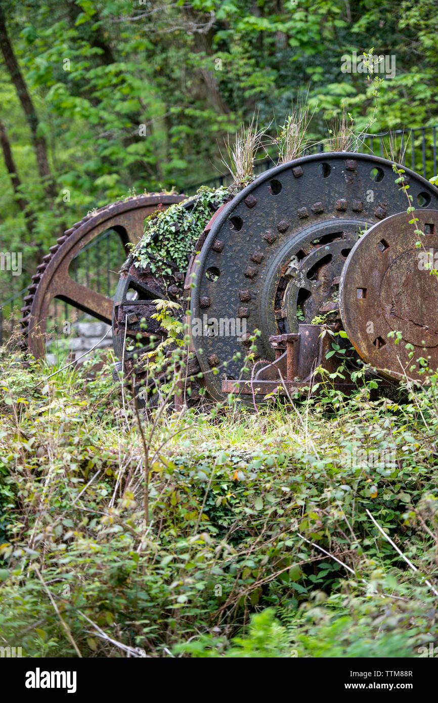 I vecchi macchinari e industriale del XIX secolo rimane nella valle Luxulyan in Cornovaglia, England, Regno Unito Foto Stock