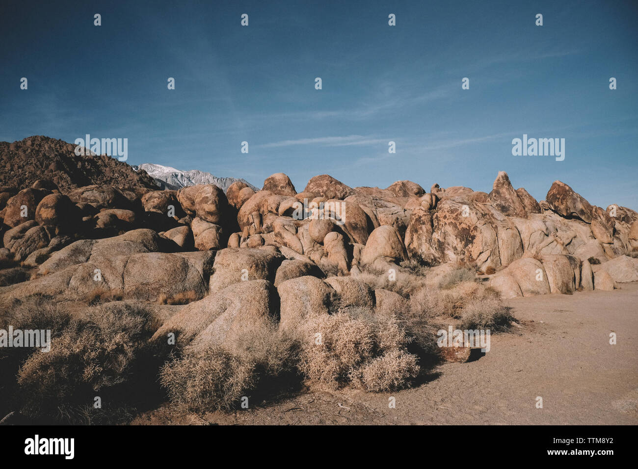 Vista tranquilla di formazioni rocciose contro sky presso il desert Foto Stock