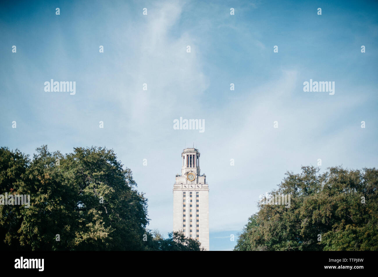 Basso angolo vista dell università del Texas contro sky Foto Stock