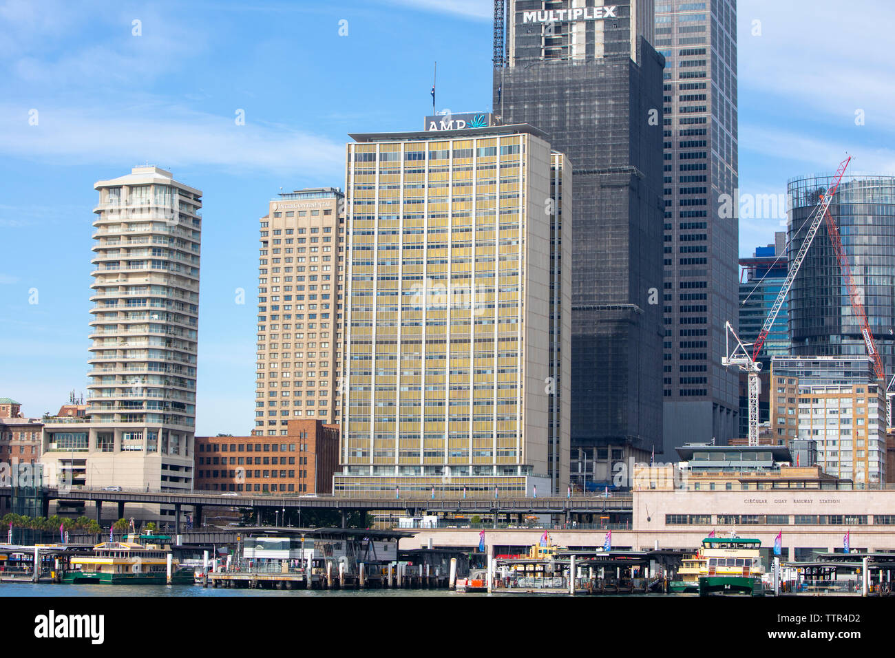 Alto edificio del centro città di edifici per uffici a Sydney Circular Quay di Sydney, Australia Foto Stock