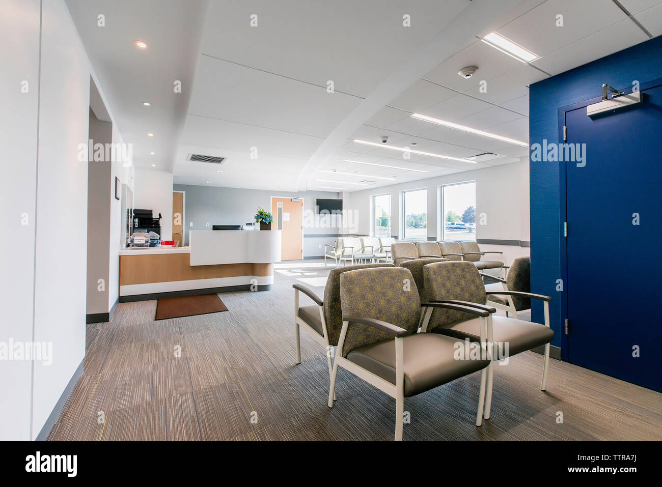 Vuoto in sala d'attesa in ospedale Foto Stock