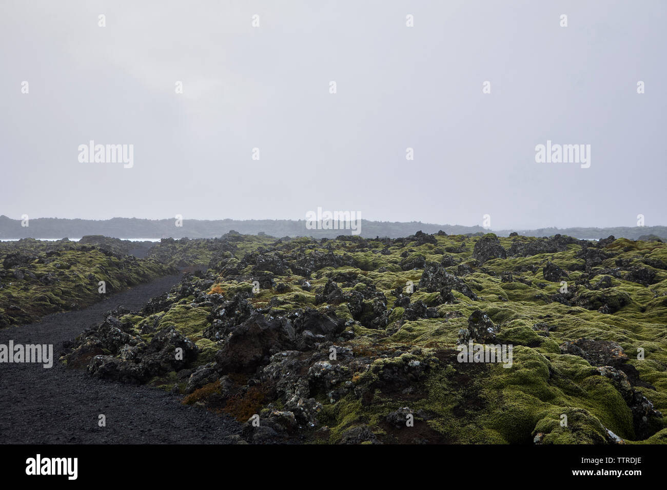 Vista panoramica della pianura di lava contro sky Foto Stock