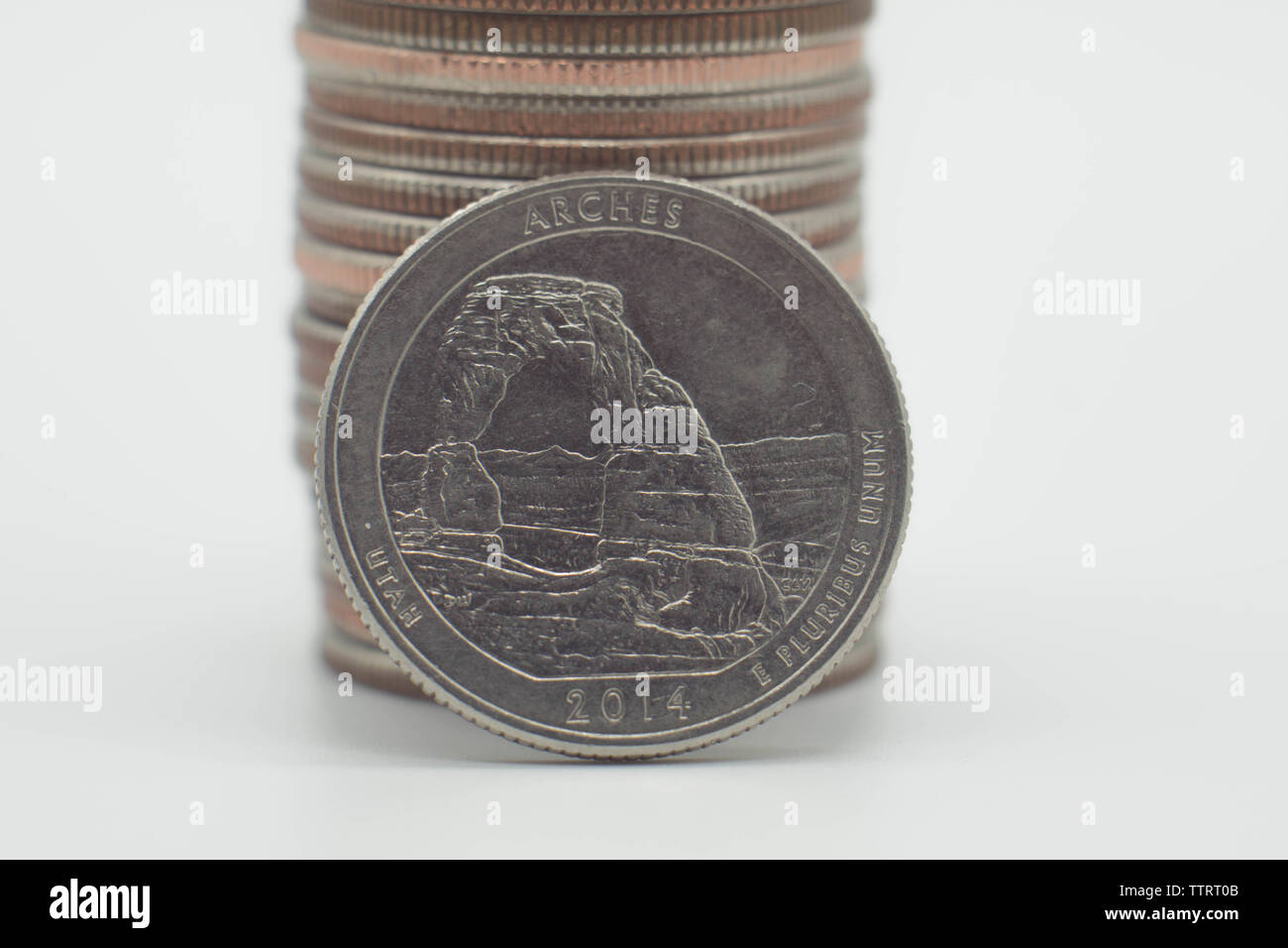 2014 dello stato dello Utah trimestre sfondo bianco Foto Stock