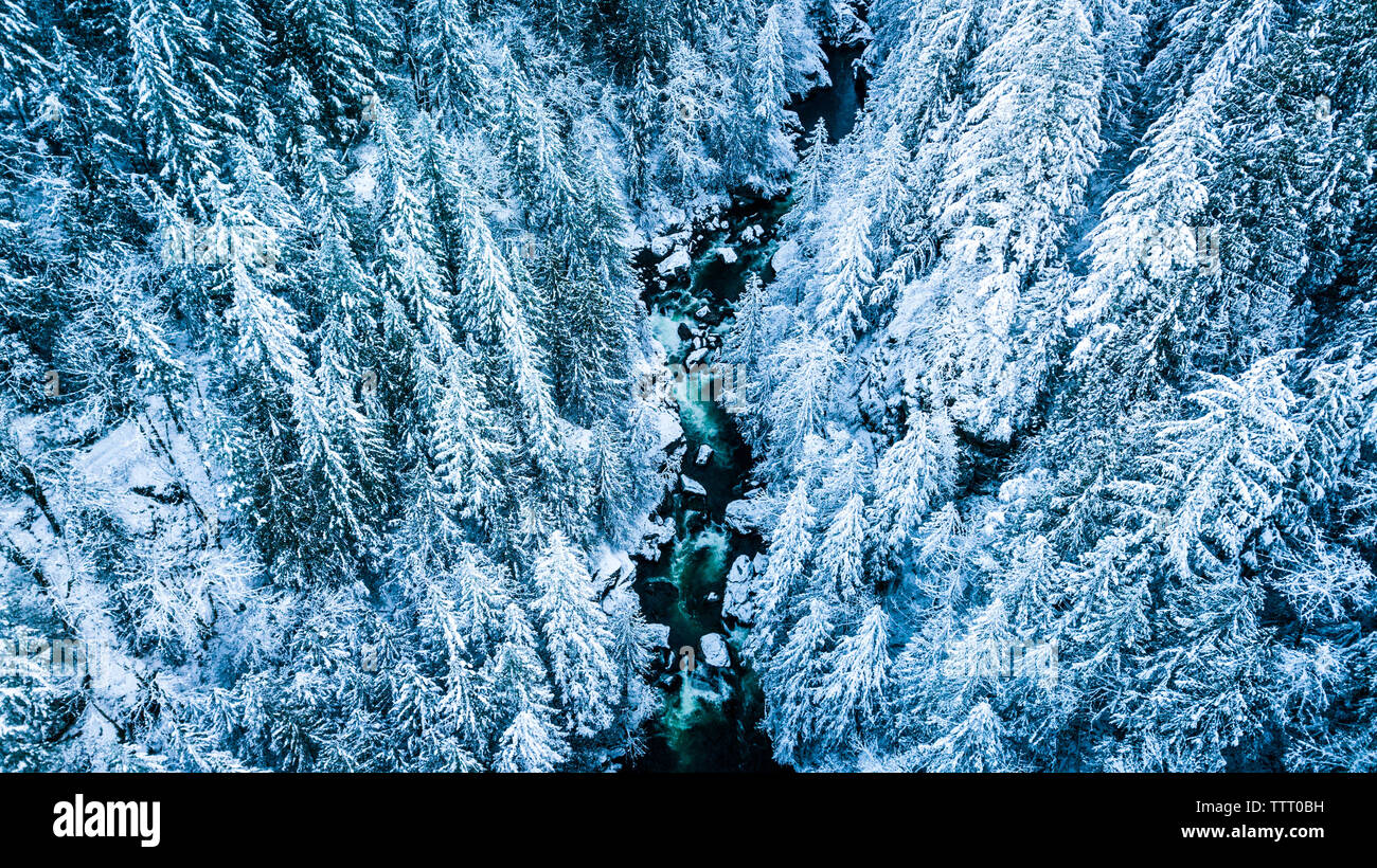 Inverno Fiume Fotografia aerea Foto Stock