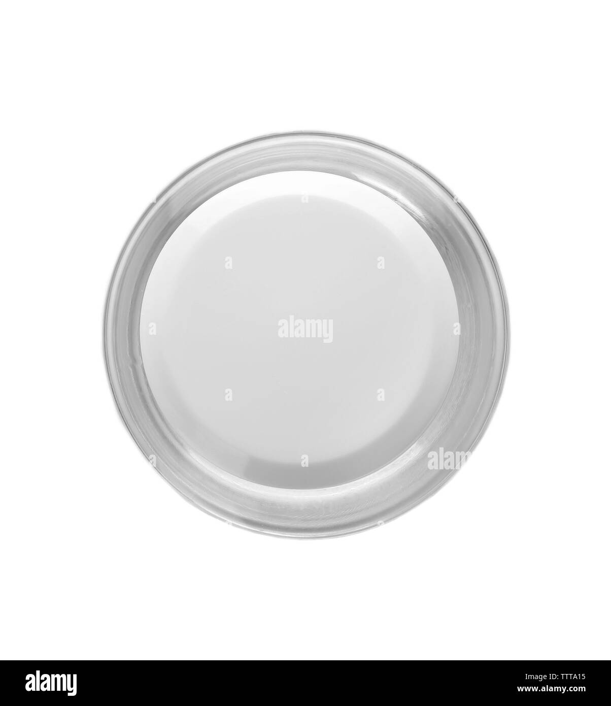 Ciotola di vetro di crema per il viso isolato su bianco Foto Stock