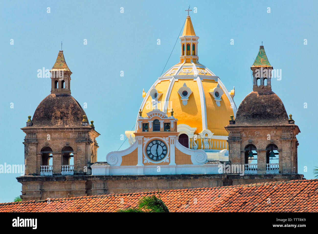 La Iglesia de San Pedro Claver nella città vecchia, Cartagena, sito Patrimonio Mondiale dell'UNESCO, Dipartimento di Bolivar, Colombia Foto Stock