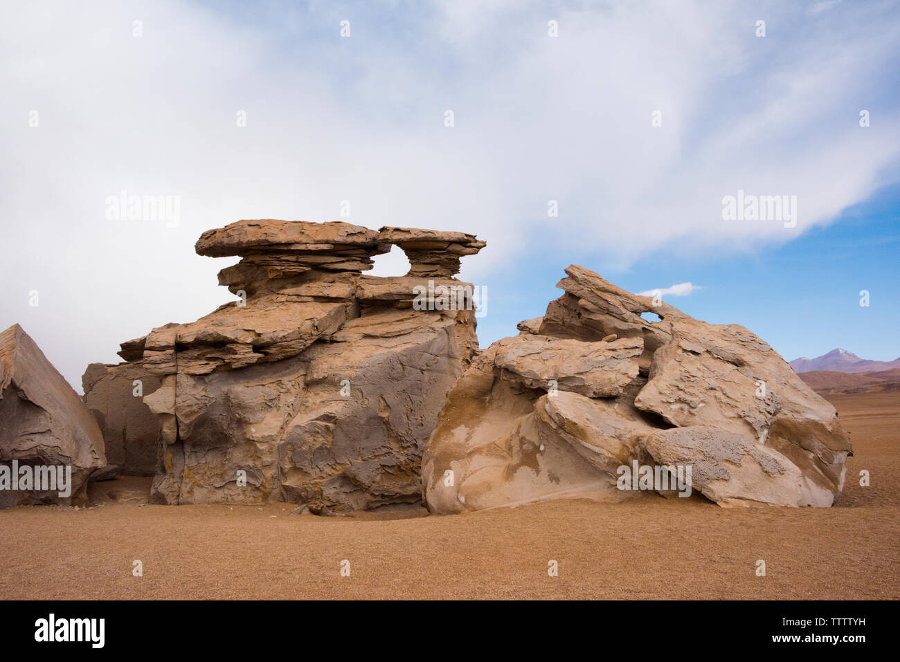 Formazione di roccia in Eduardo Avaroa fauna Andina riserva nazionale, dipartimento di Potosi, Bolivia Foto Stock