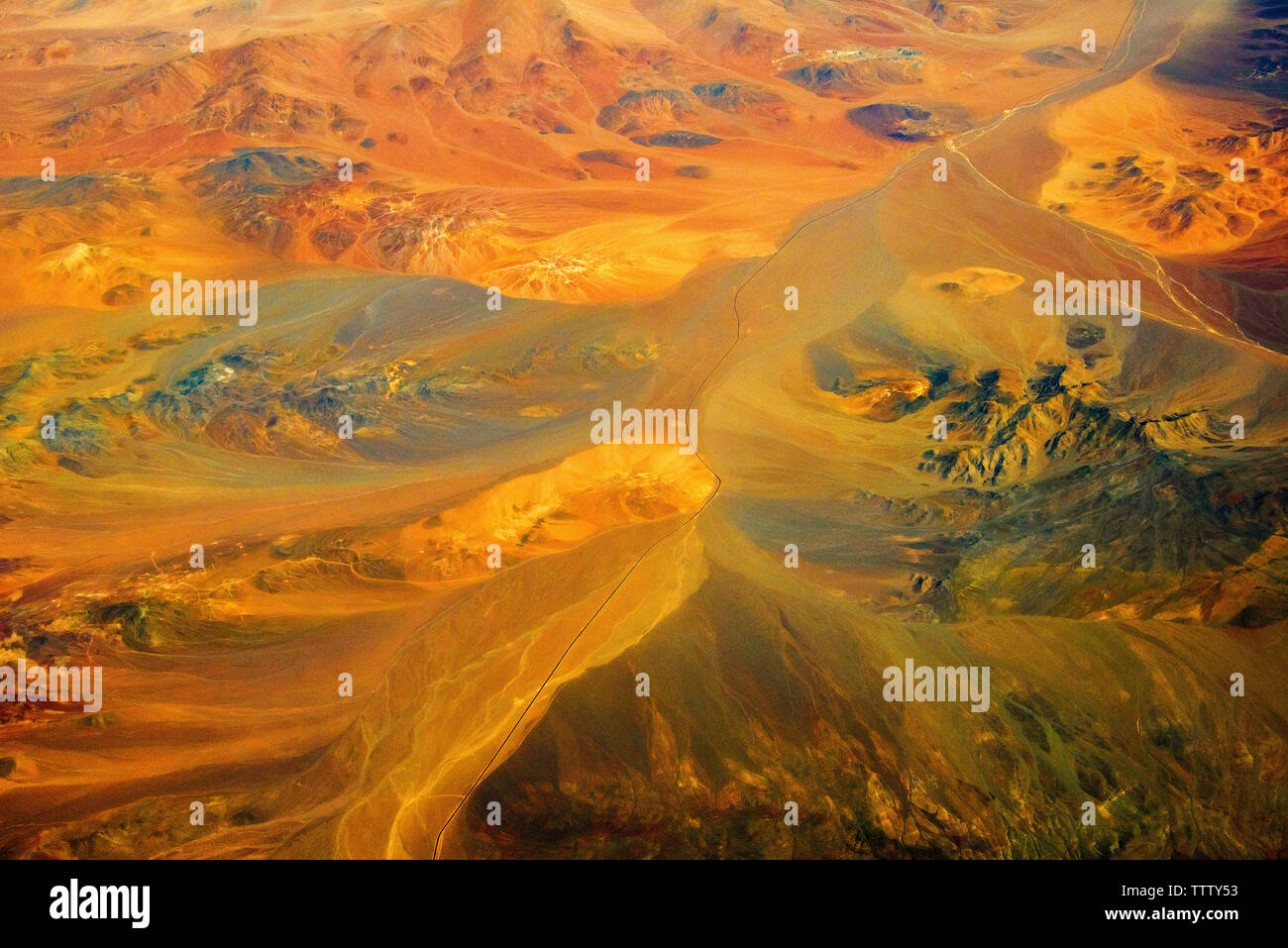 Vista aerea del pattern di terra sul deserto di Atacama, Cile Foto Stock