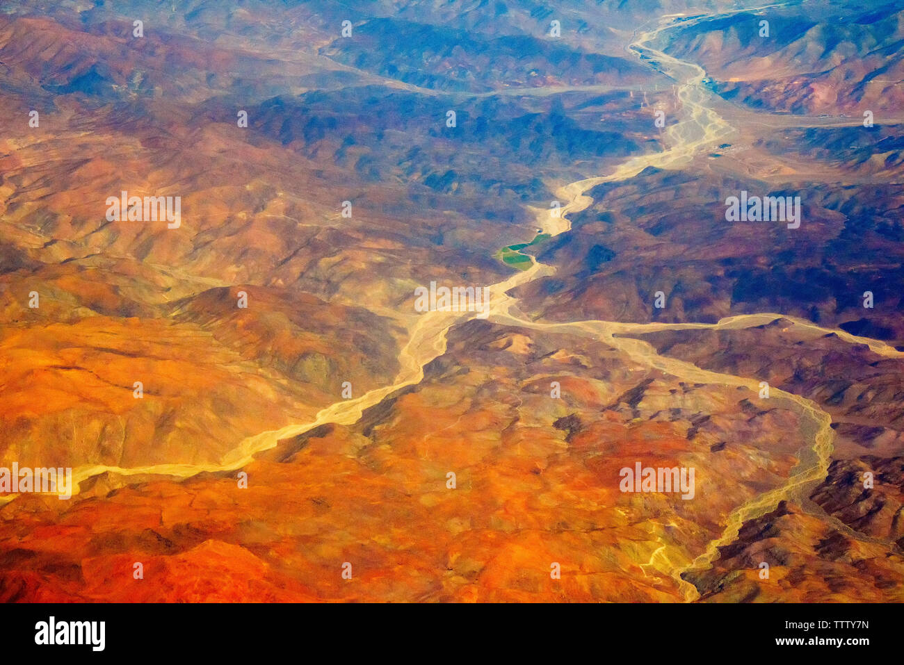 Vista aerea del pattern di terra sul deserto di Atacama, Cile Foto Stock