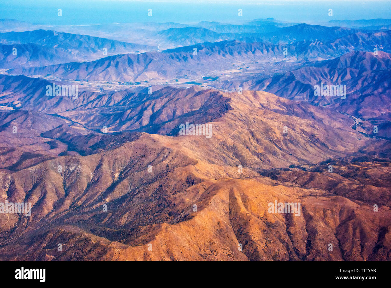 Vista aerea di montagne, il Deserto di Atacama, Cile Foto Stock