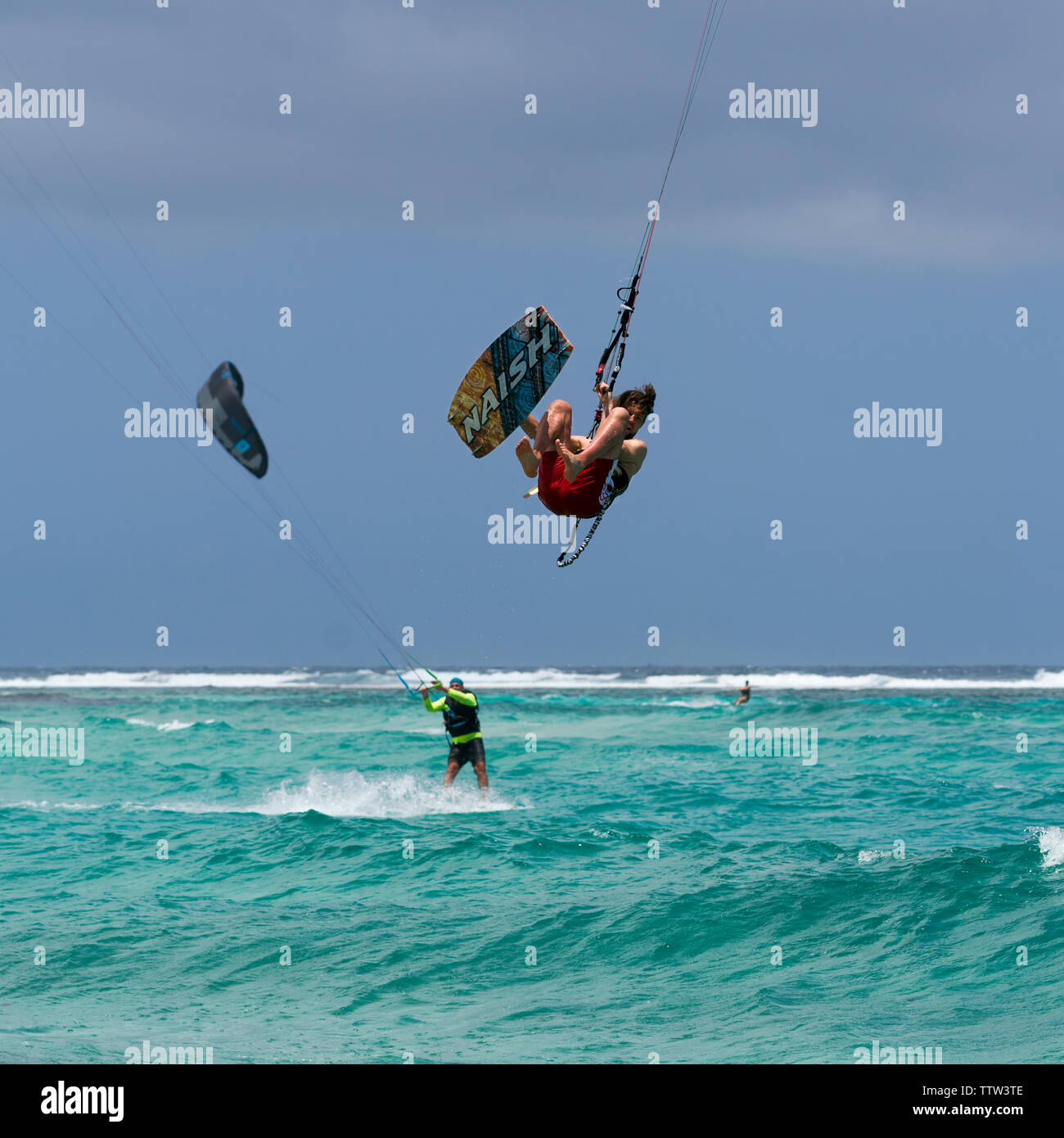 Pro Scuola di Kite, Boca Grandi Beach, Aruba Foto Stock