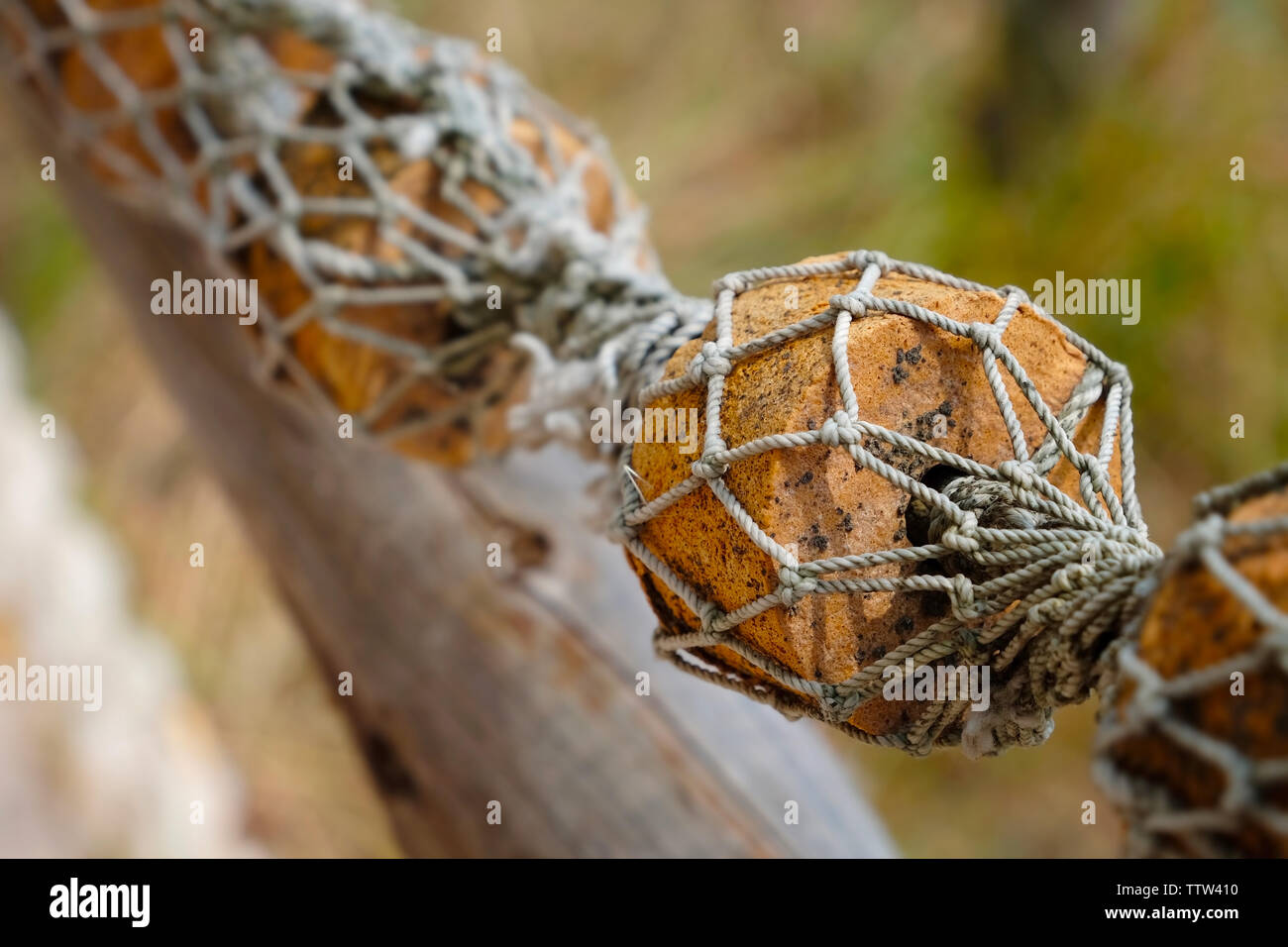 Galleggiante in rete da pesca.Closeup Foto Stock