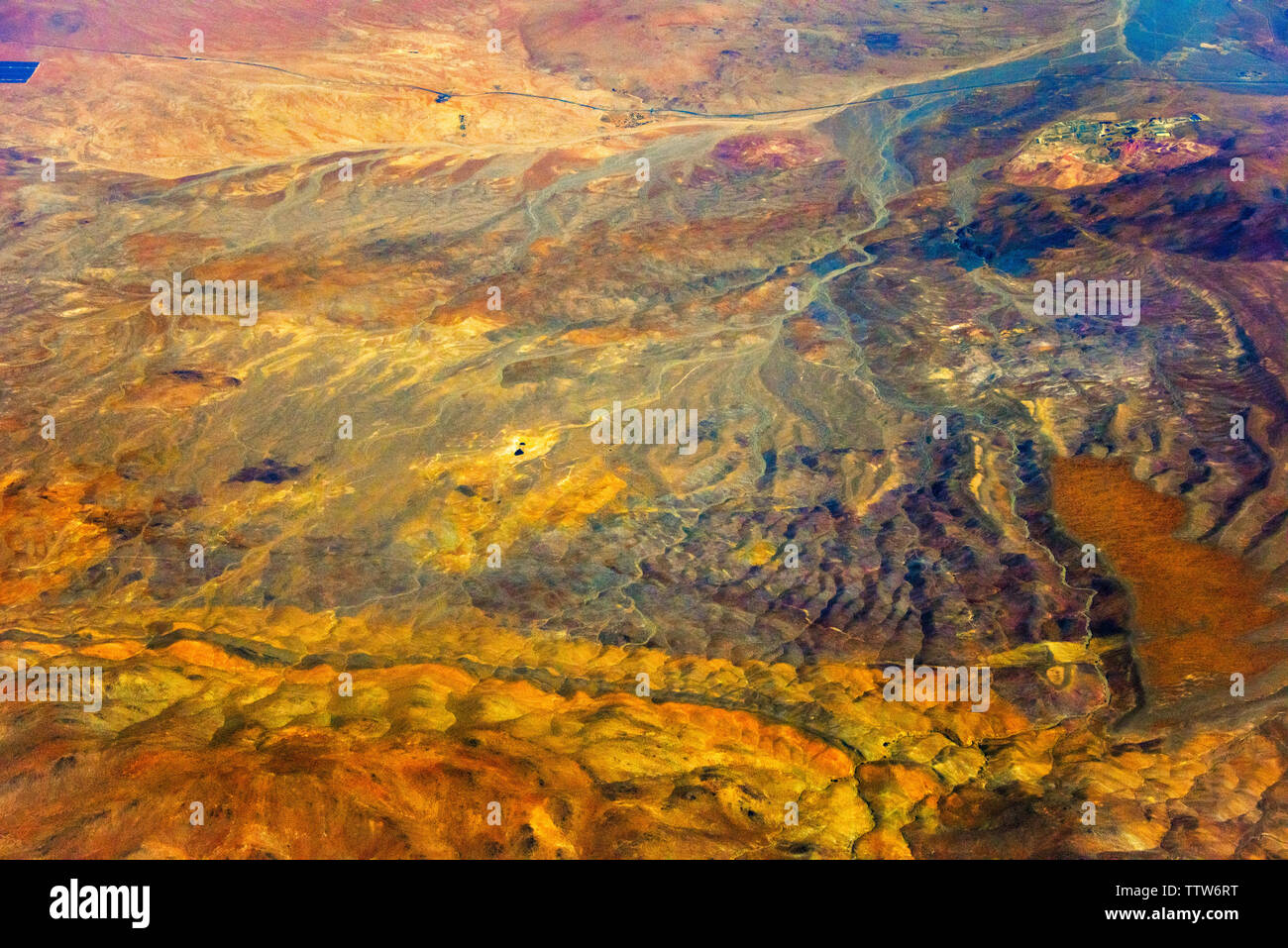 Vista aerea del pattern di terra sul deserto di Atacama, Cile Foto Stock