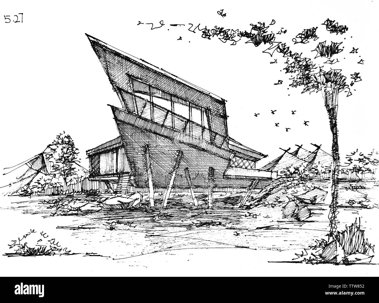 Architectural dipinte a mano e Foto Stock