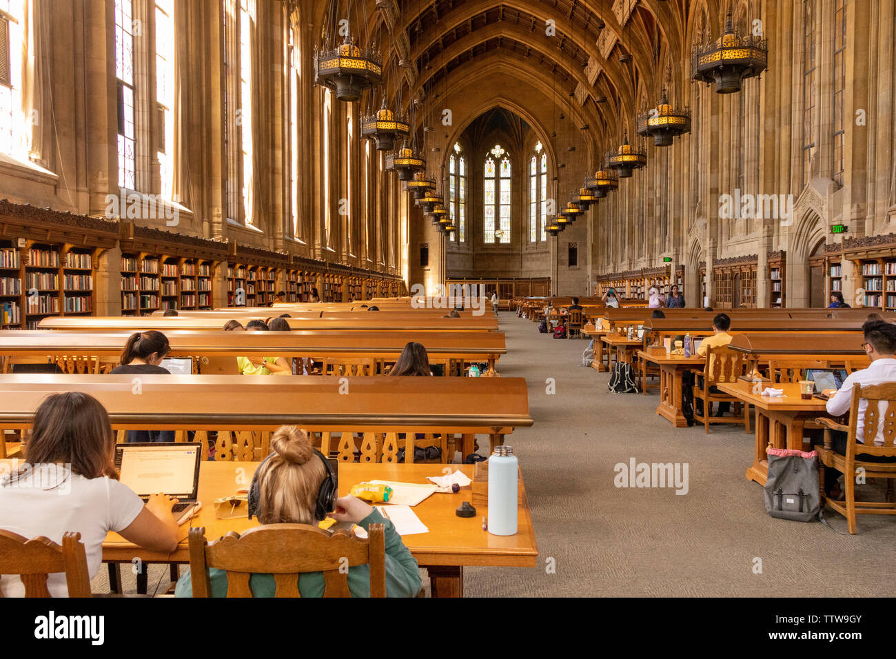 Sala di lettura e biblioteca Suzallo, Università di Washington, Seattle, nello Stato di Washington, USA Foto Stock