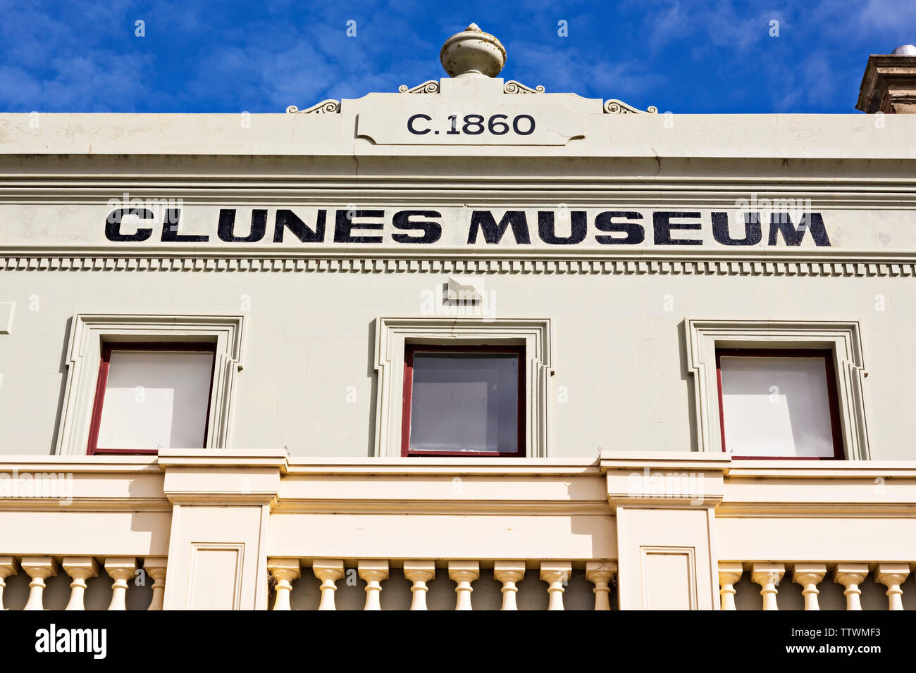 Nel 1860 circa Clunes Museum nella storica 1850 gold città mineraria di Clunes in Victoria Australia. Foto Stock