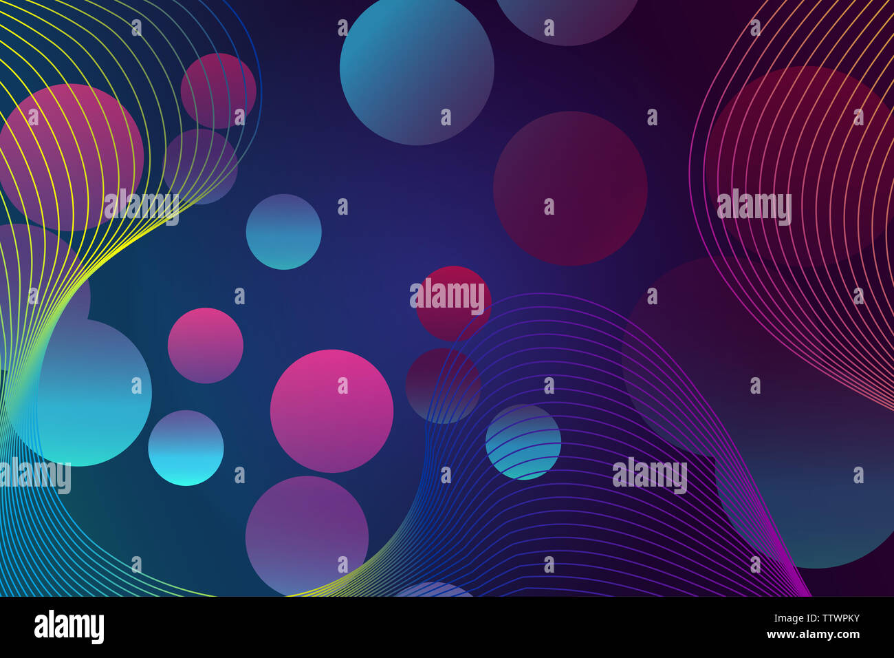 Coloratissima linea d'onda con la Polka Dot gradiente costrutto di fluido vettore astratto sfondo Foto Stock