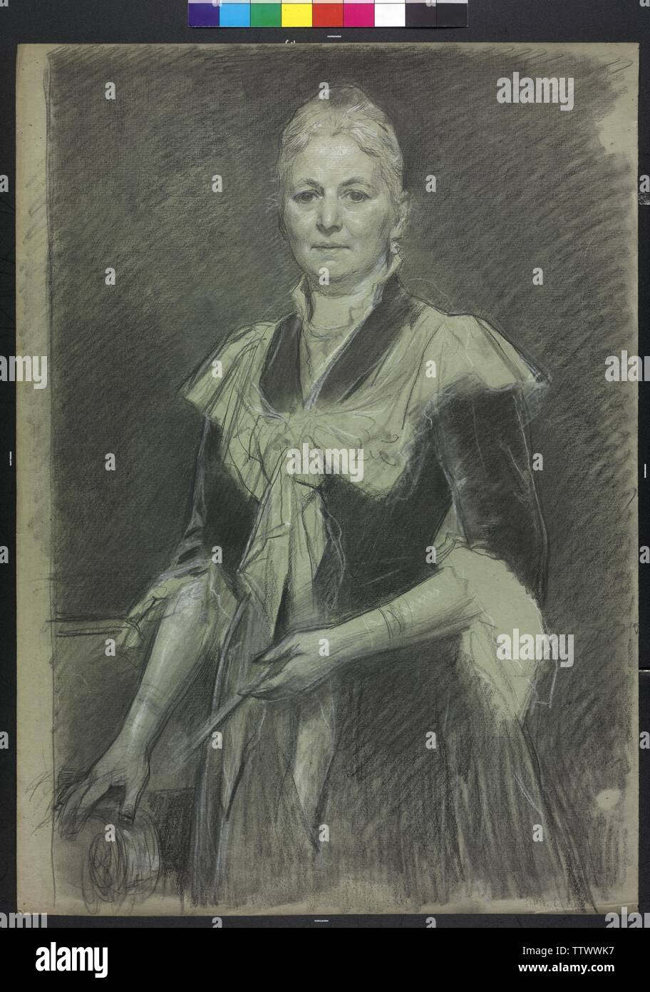 La sig.ra Mautner, disegno a carboncino con il bianco heightenings da Julius Schmid, Additional-Rights-Clearance-Info-Not-Available Foto Stock