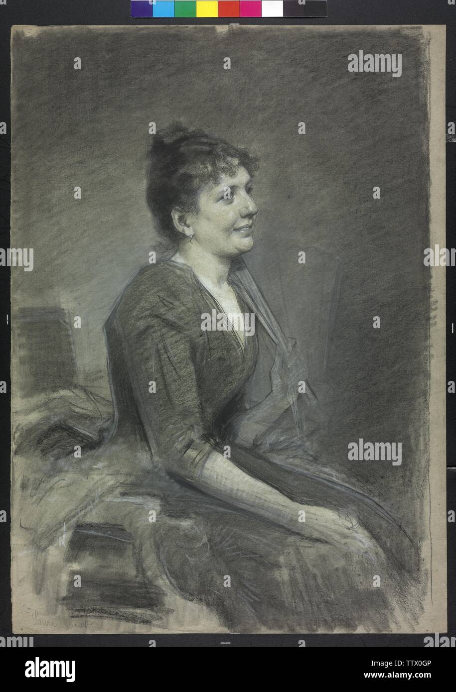 Benk, Laura, disegno a carboncino con il bianco heightenings da Julius Schmid, Additional-Rights-Clearance-Info-Not-Available Foto Stock
