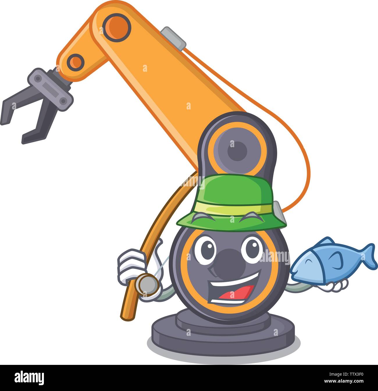 La pesca industriale mano robotica isolato con il cartoon Illustrazione Vettoriale