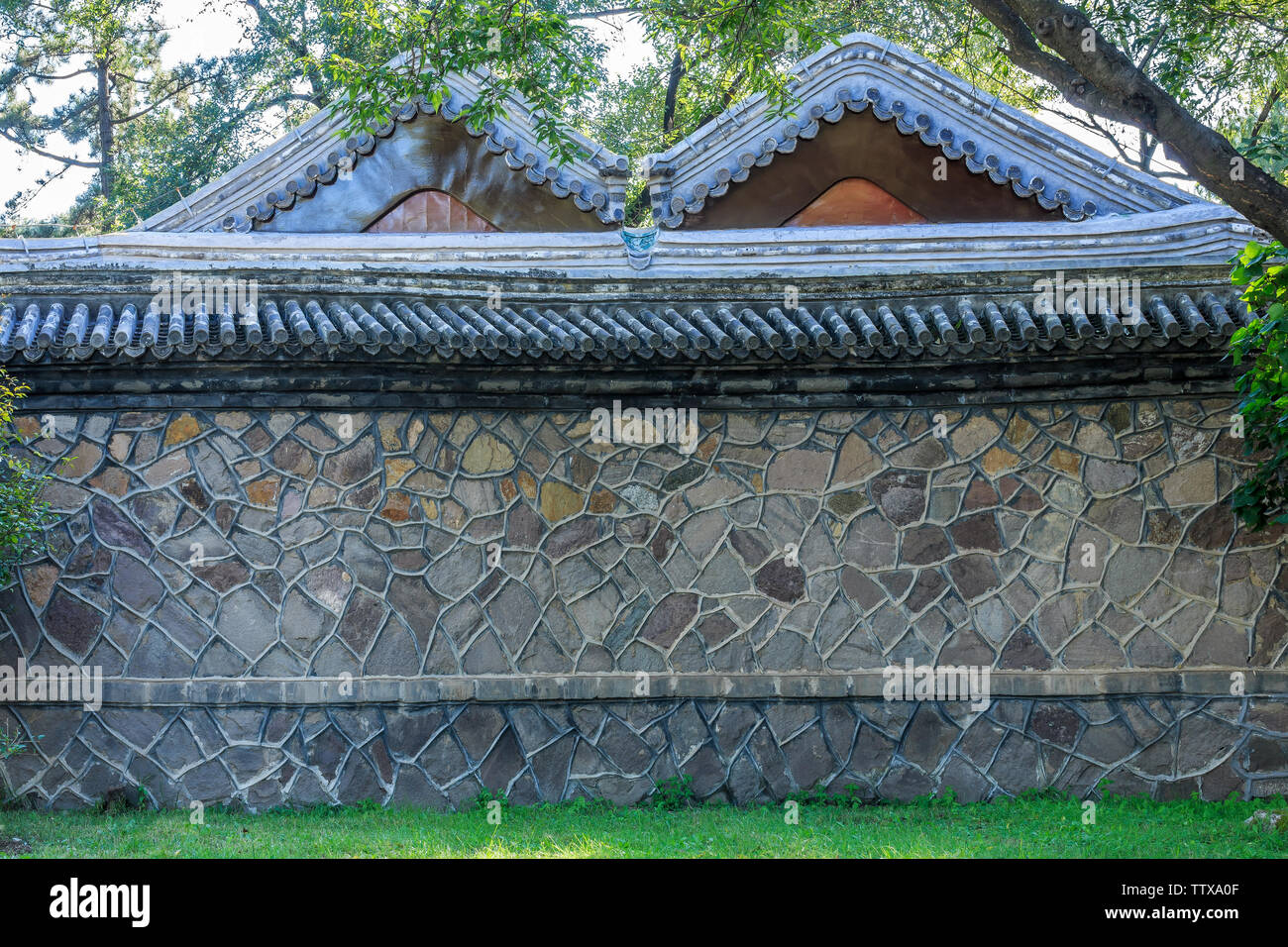 Il cinese antico edificio parete, Chengde summer resort edificio interiore enclosure Foto Stock