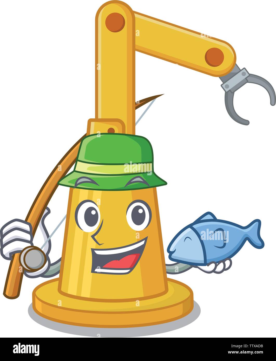 La pesca montaggio macchina di automazione nella tabella di caratteri Illustrazione Vettoriale