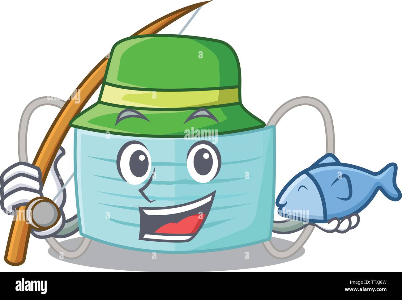 La pesca surigcal maschera nella scatola di cartone animato Illustrazione Vettoriale