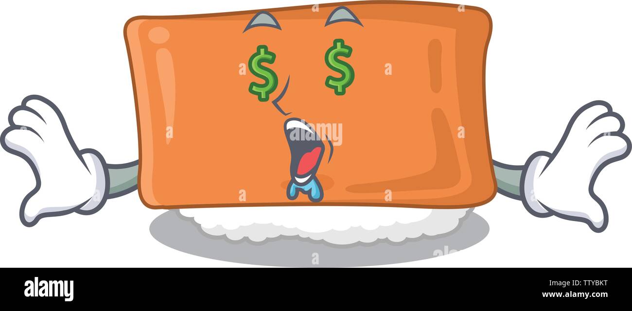 Occhio di denaro inari sushi isolato con la mascotte Illustrazione Vettoriale