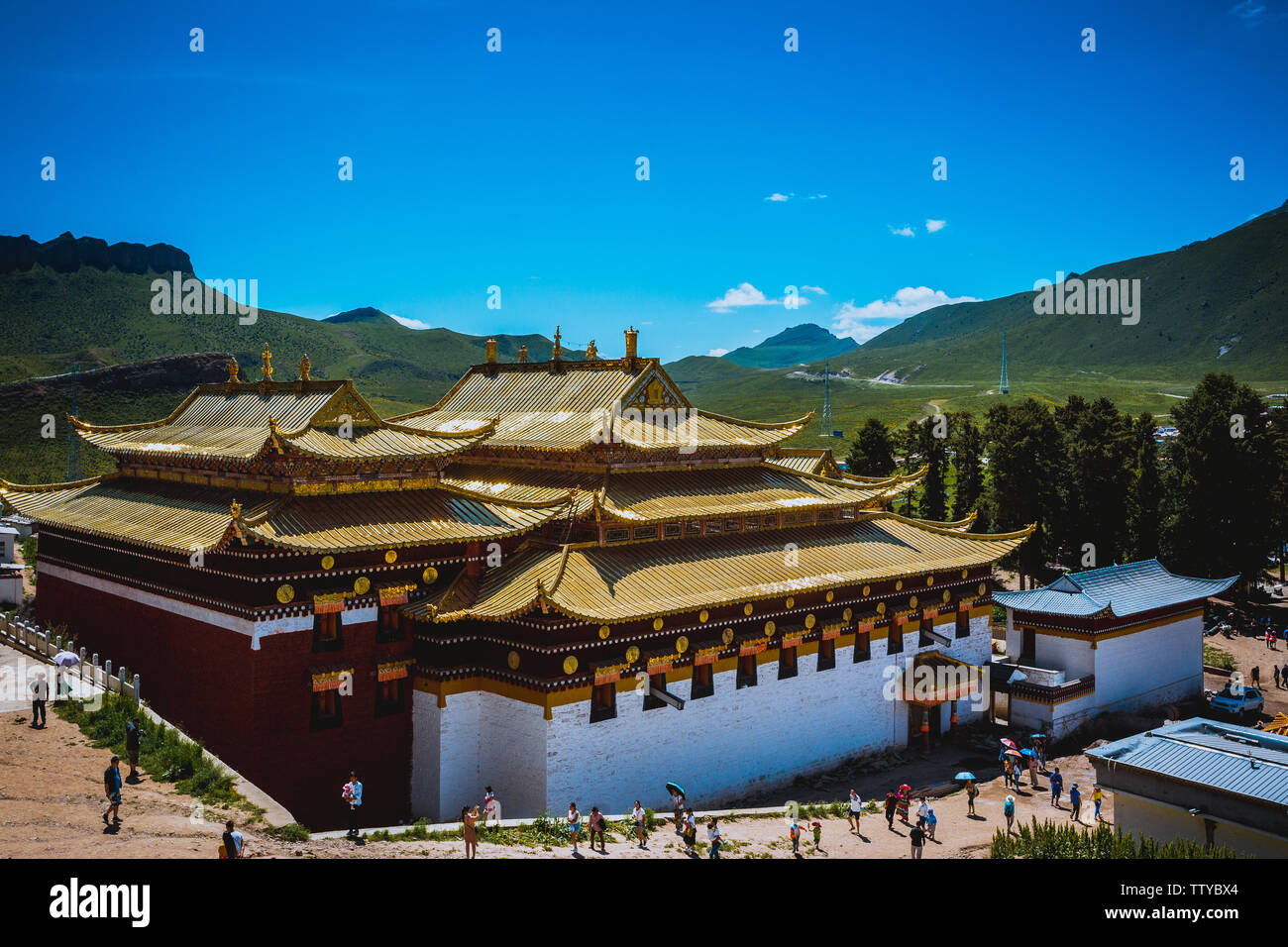 Lo scenario di Lang Mu tempio di Gannan Foto Stock