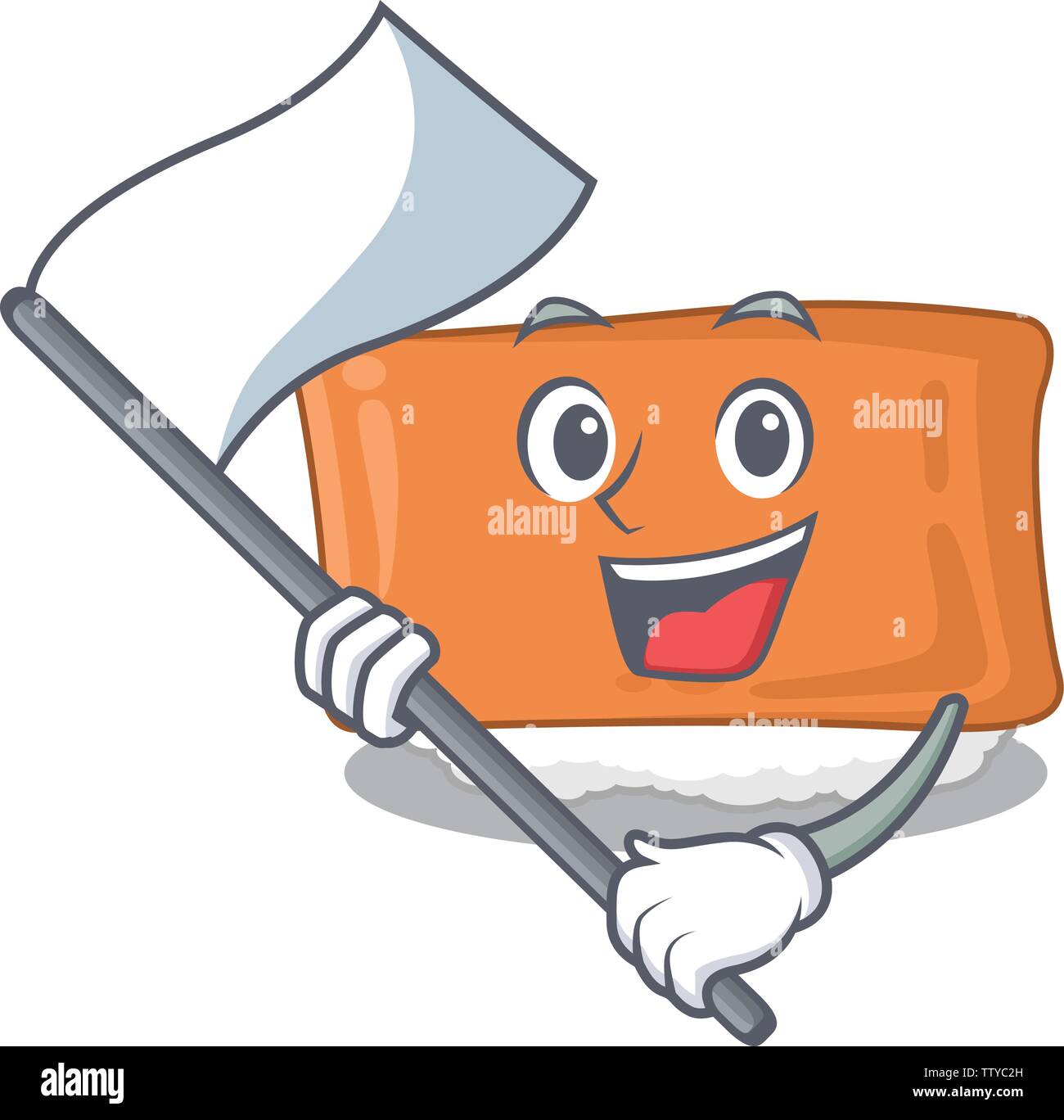 Con bandiera inari sushi isolato con la mascotte Illustrazione Vettoriale