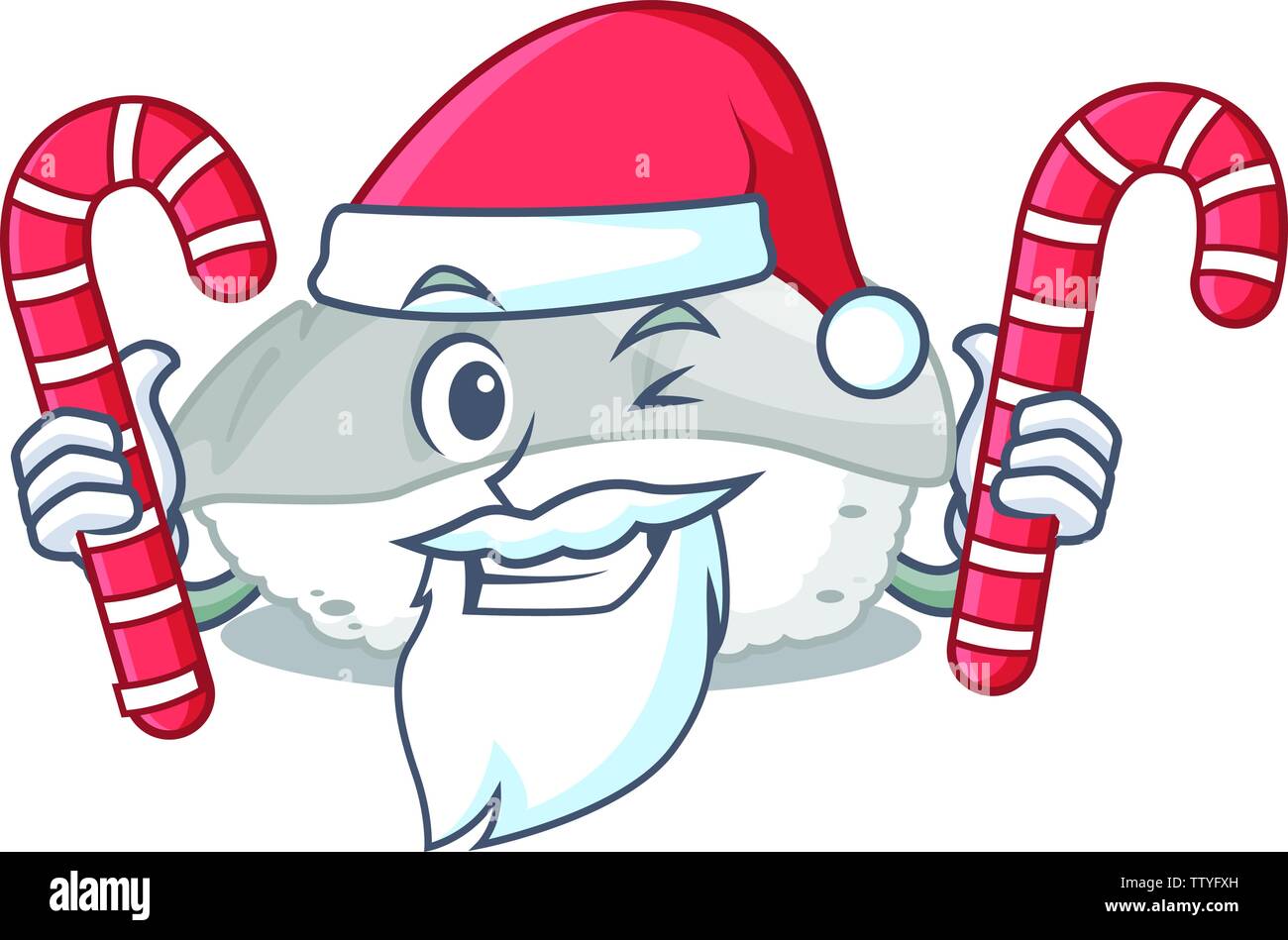 Santa con la caramella ika sushi in personaggio scatola di pranzo Illustrazione Vettoriale