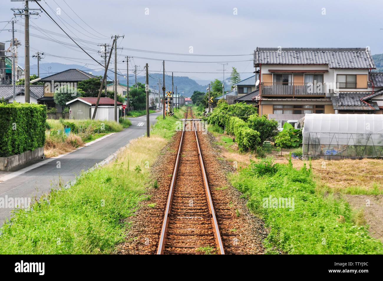 Ferrovie nella campagna giapponese Foto Stock