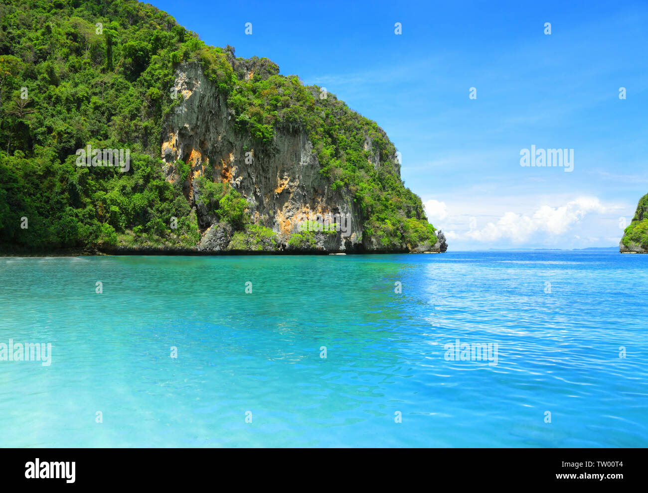 Scogliera nel mare, Panak Island, Phang Nga Bay, Phuket, Thailandia Foto Stock