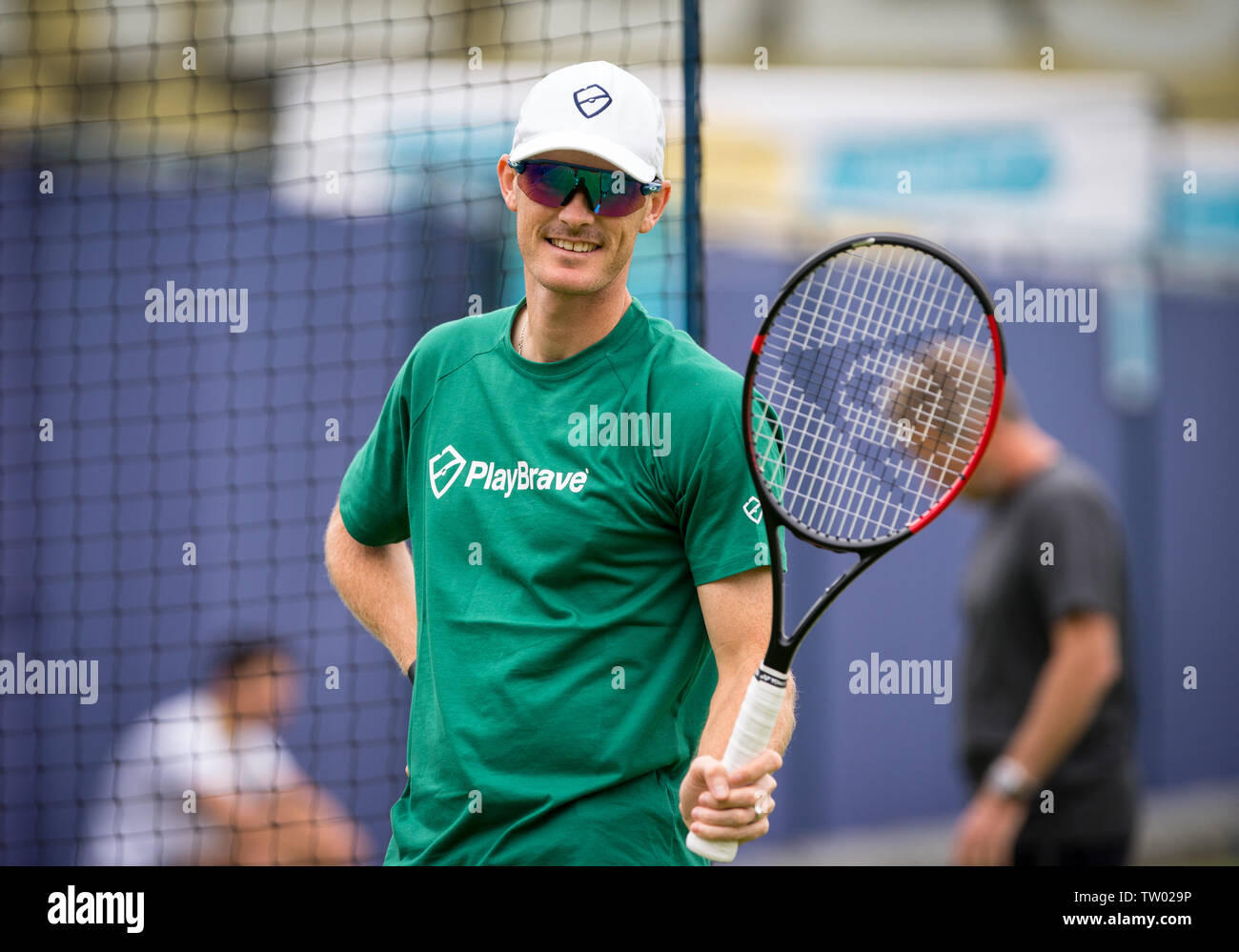 Londra, Regno Unito. Il 18 giugno, 2019. JAMIE MURRAY pratica durante il giorno 2 del Fever-Tree i campionati di tennis 2019 presso la Queen's Club di Londra, Inghilterra il 18 giugno 2019. Foto di Andy Rowland. Credito: prime immagini multimediali/Alamy Live News Foto Stock
