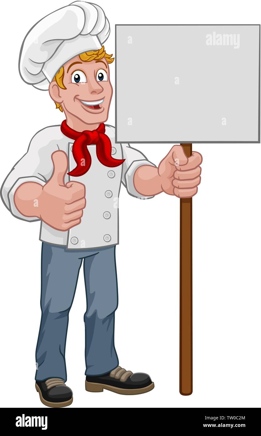 Chef di cucina Baker segno Cartoon Illustrazione Vettoriale