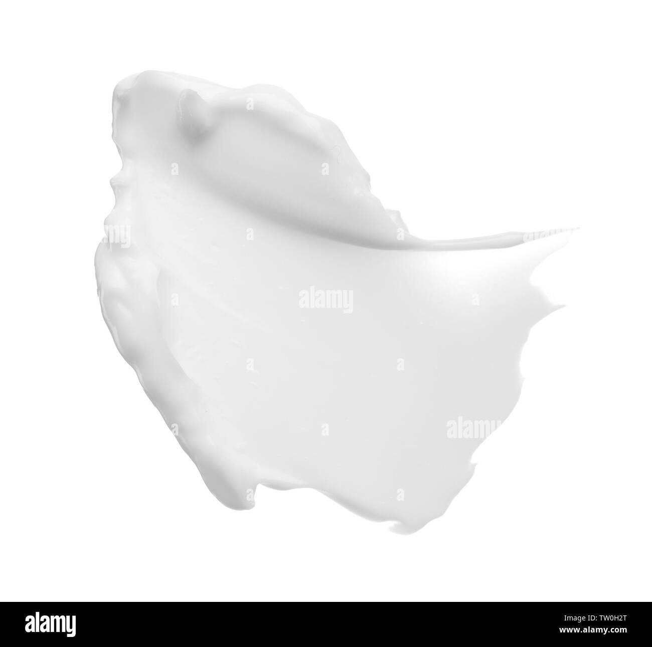 Macchie e consistenza di crema per il viso o bianco vernice acrilica isolati su sfondo bianco Foto Stock