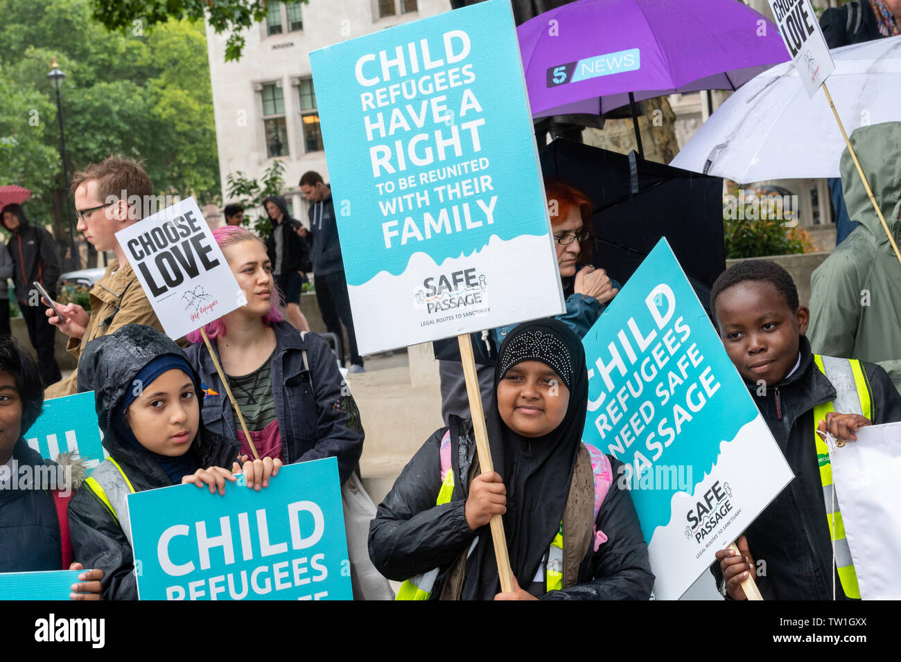 Londra 18 giugno 2019 passaggio sicuro campagna; una campagna che cerca di garantire un passaggio sicuro per unaccompaned i bambini rifugiati Credit Ian Davidson/Alamy Live News Foto Stock