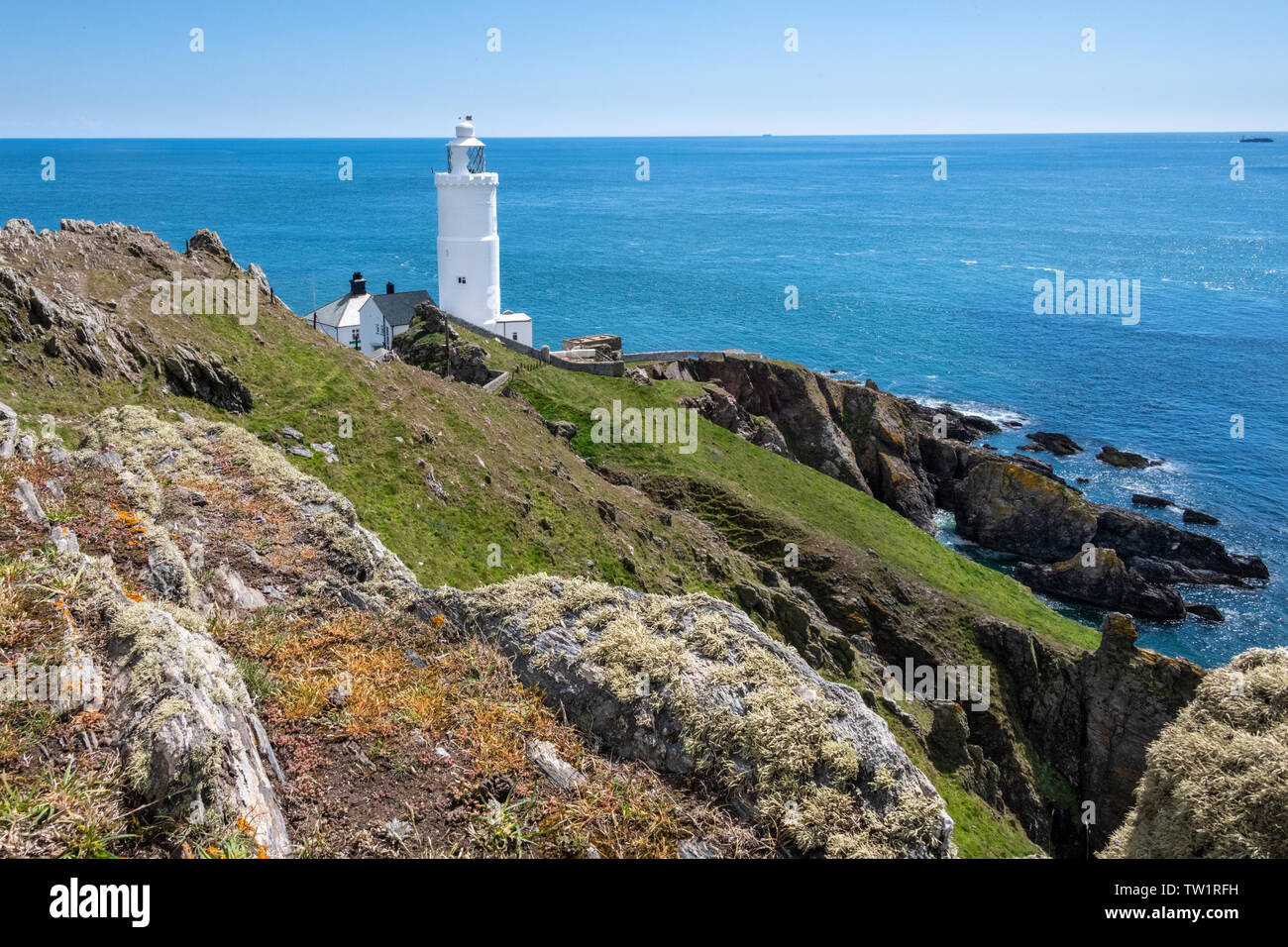 Il punto di inizio del faro, Devon Foto Stock