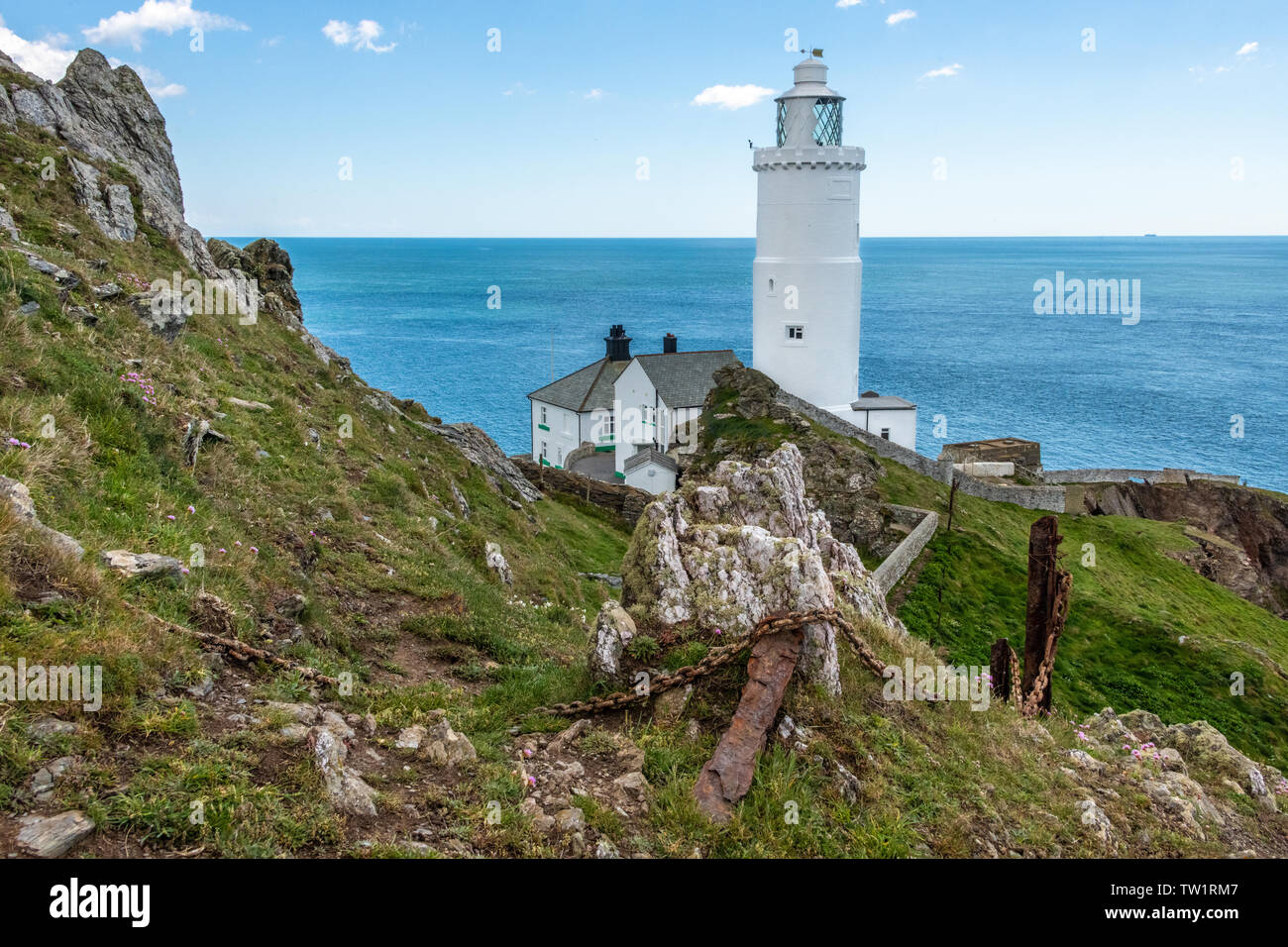 Il punto di inizio del faro, Devon Foto Stock