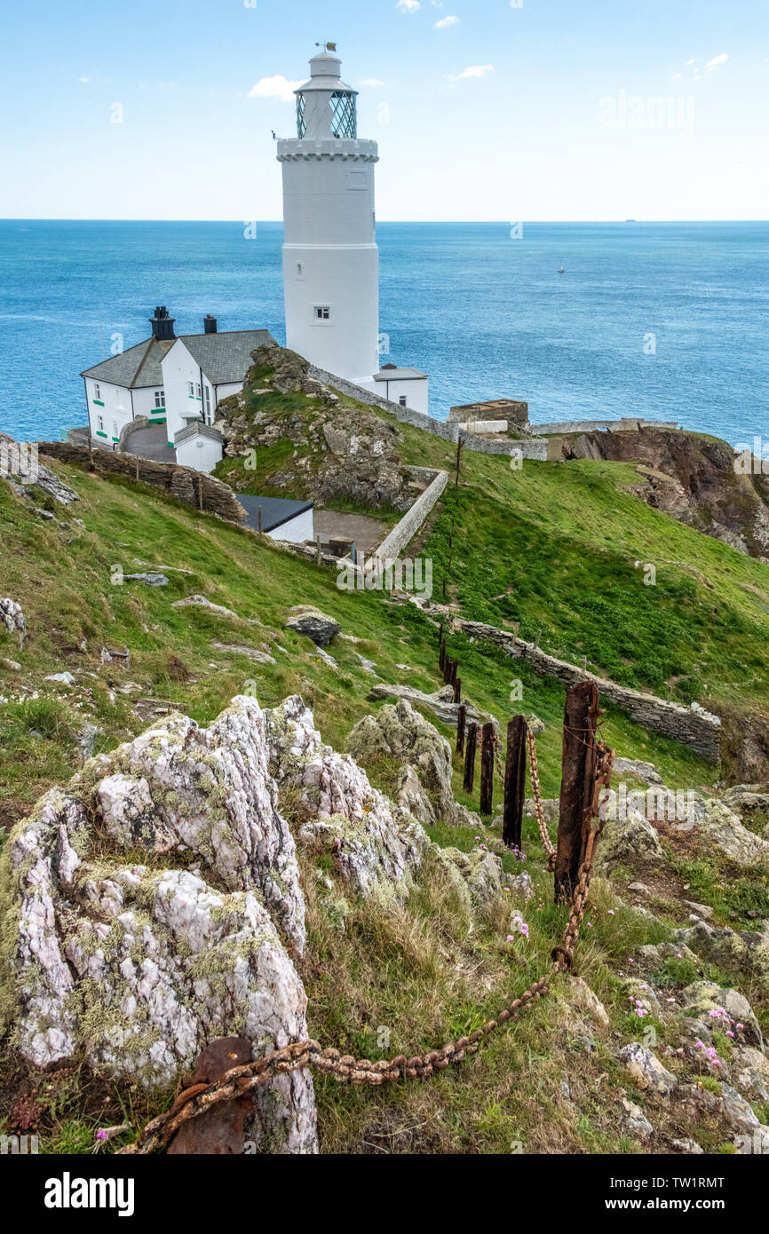 Il punto di inizio del faro, Devon Foto Stock