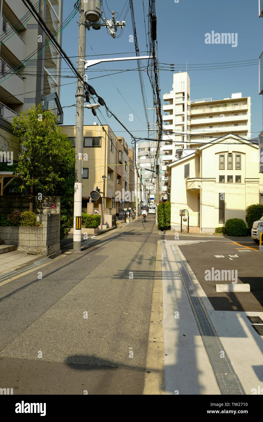 Osaka, Giappone, 29th, Maggio, 2017. La vista del paesaggio della strada. Osaka è una città designata nella regione di Kansai del Giappone. Foto Stock